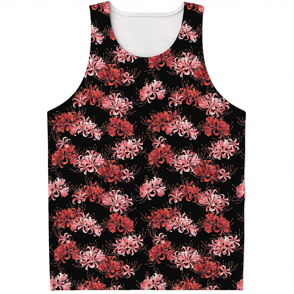 Japanese Cluster Amaryllis Pattern Print Men's Tank Top