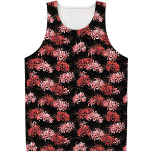 Japanese Cluster Amaryllis Pattern Print Men's Tank Top