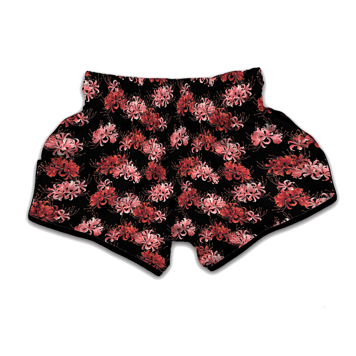 Japanese Cluster Amaryllis Pattern Print Muay Thai Boxing Shorts