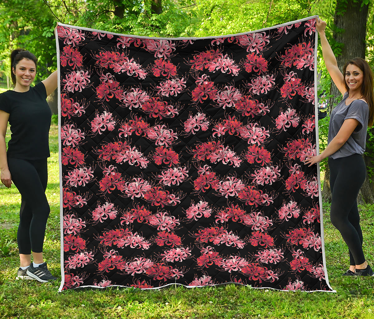 Japanese Cluster Amaryllis Pattern Print Quilt