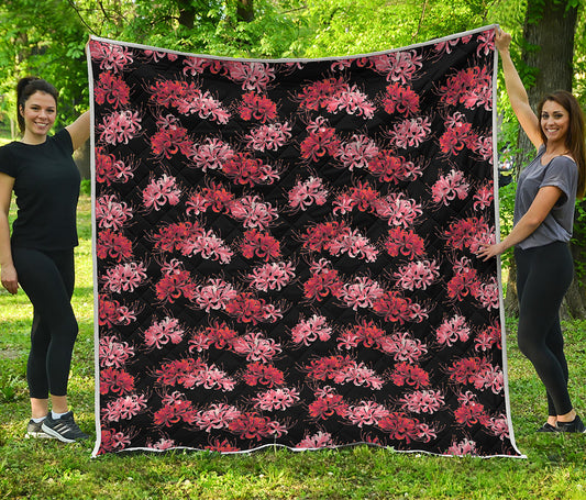 Japanese Cluster Amaryllis Pattern Print Quilt