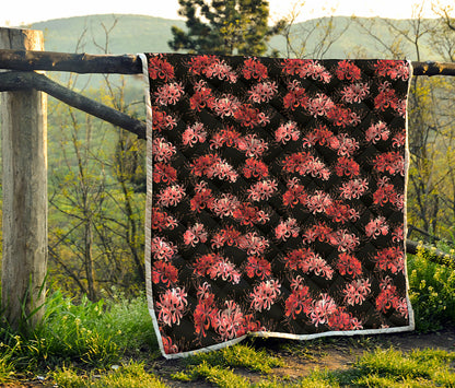 Japanese Cluster Amaryllis Pattern Print Quilt