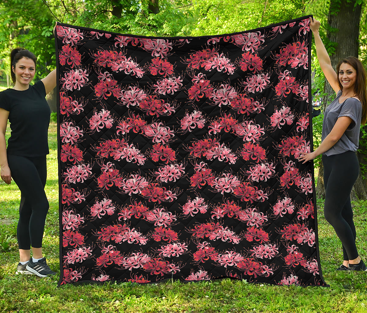 Japanese Cluster Amaryllis Pattern Print Quilt