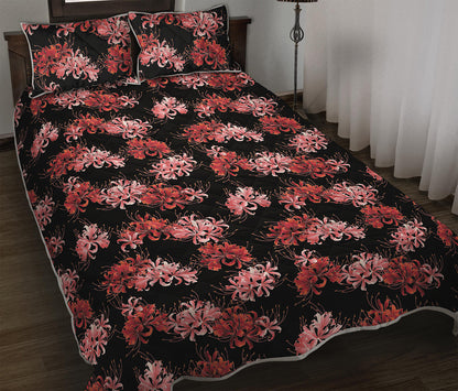Japanese Cluster Amaryllis Pattern Print Quilt Bed Set