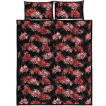 Japanese Cluster Amaryllis Pattern Print Quilt Bed Set
