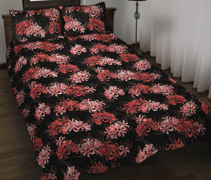 Japanese Cluster Amaryllis Pattern Print Quilt Bed Set