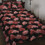 Japanese Cluster Amaryllis Pattern Print Quilt Bed Set