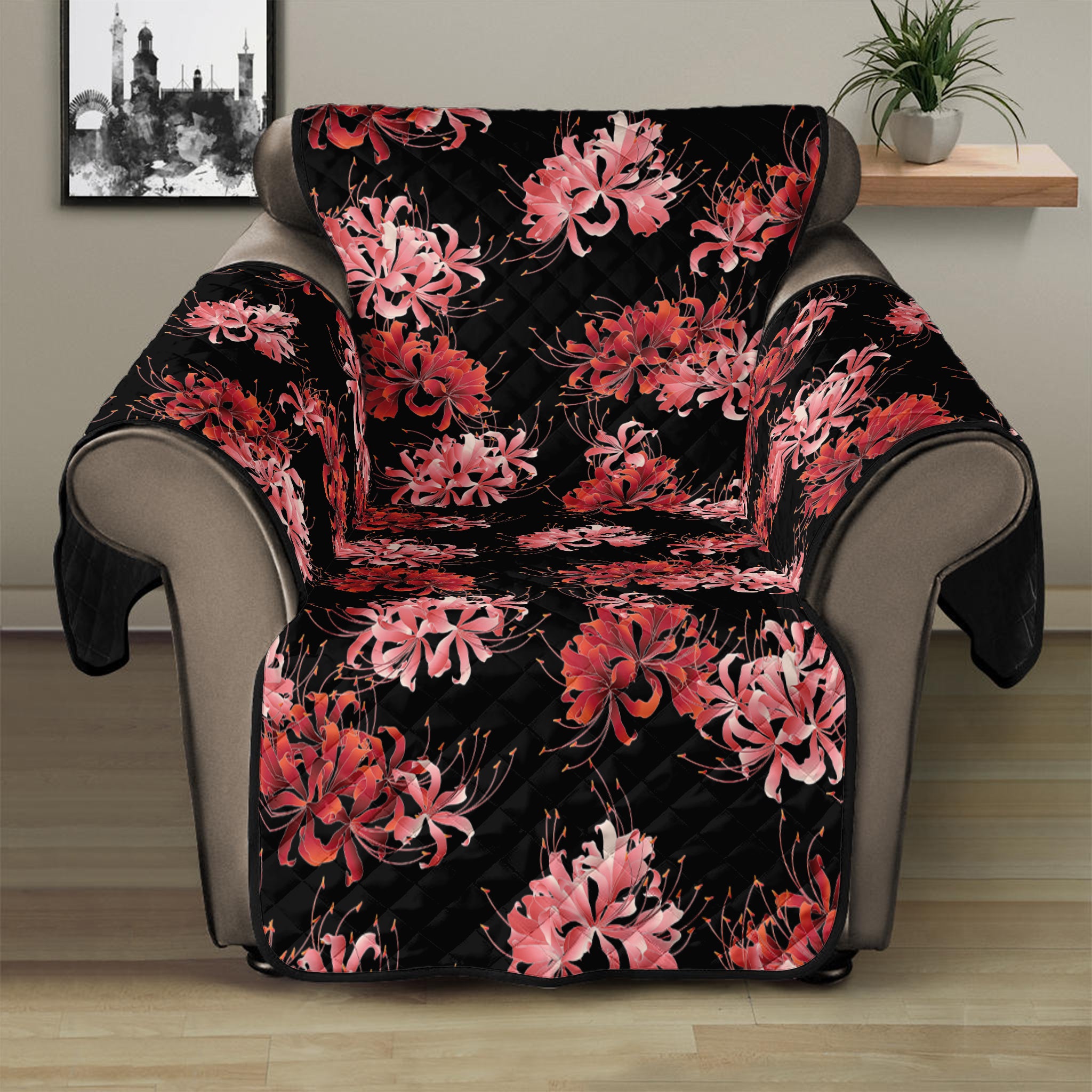 Japanese Cluster Amaryllis Pattern Print Recliner Protector