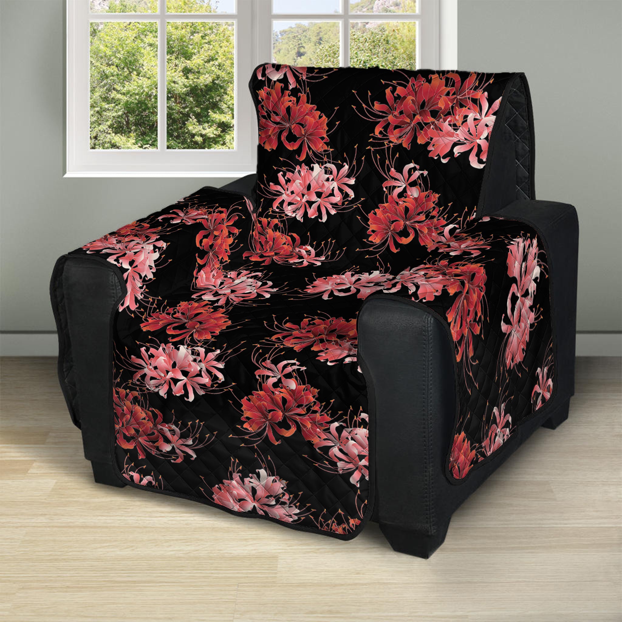 Japanese Cluster Amaryllis Pattern Print Recliner Protector