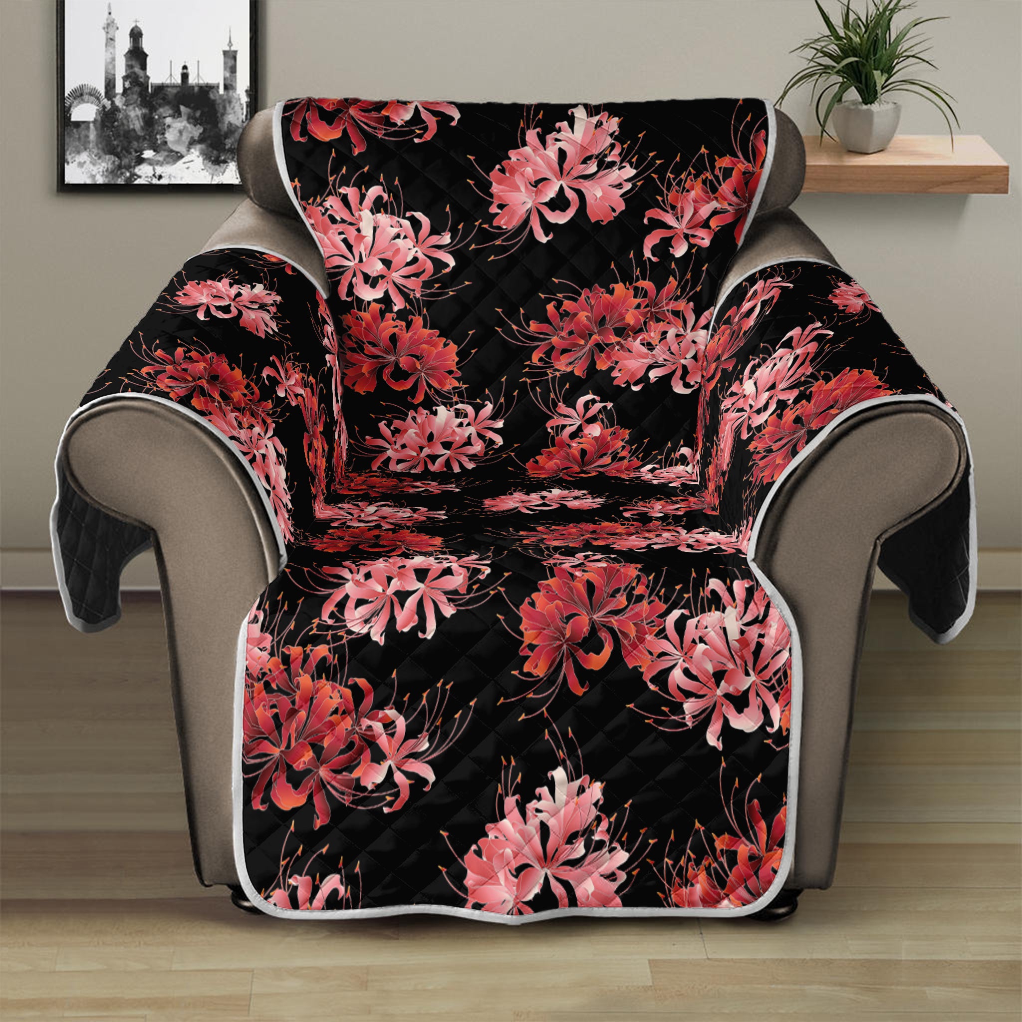 Japanese Cluster Amaryllis Pattern Print Recliner Protector