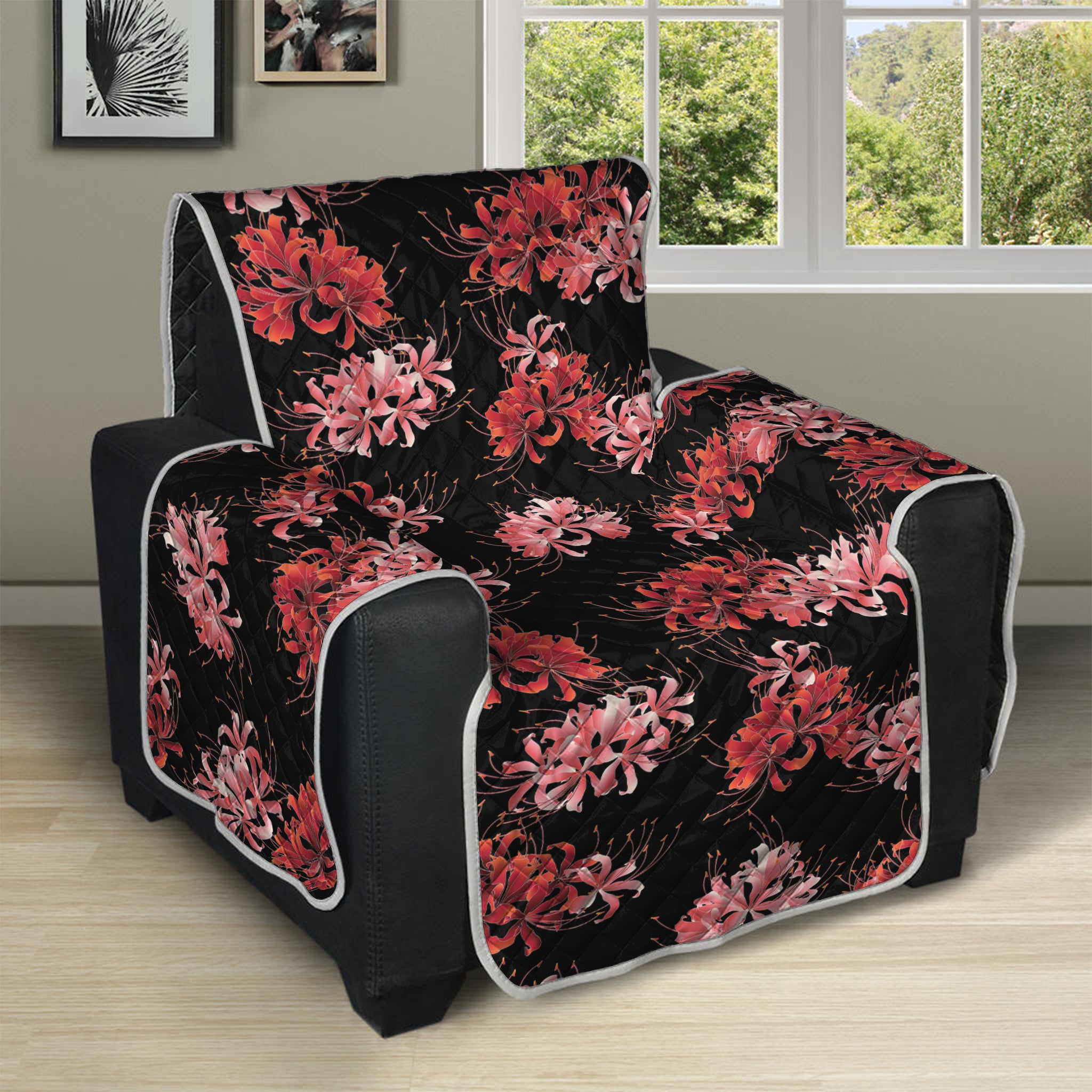 Japanese Cluster Amaryllis Pattern Print Recliner Protector