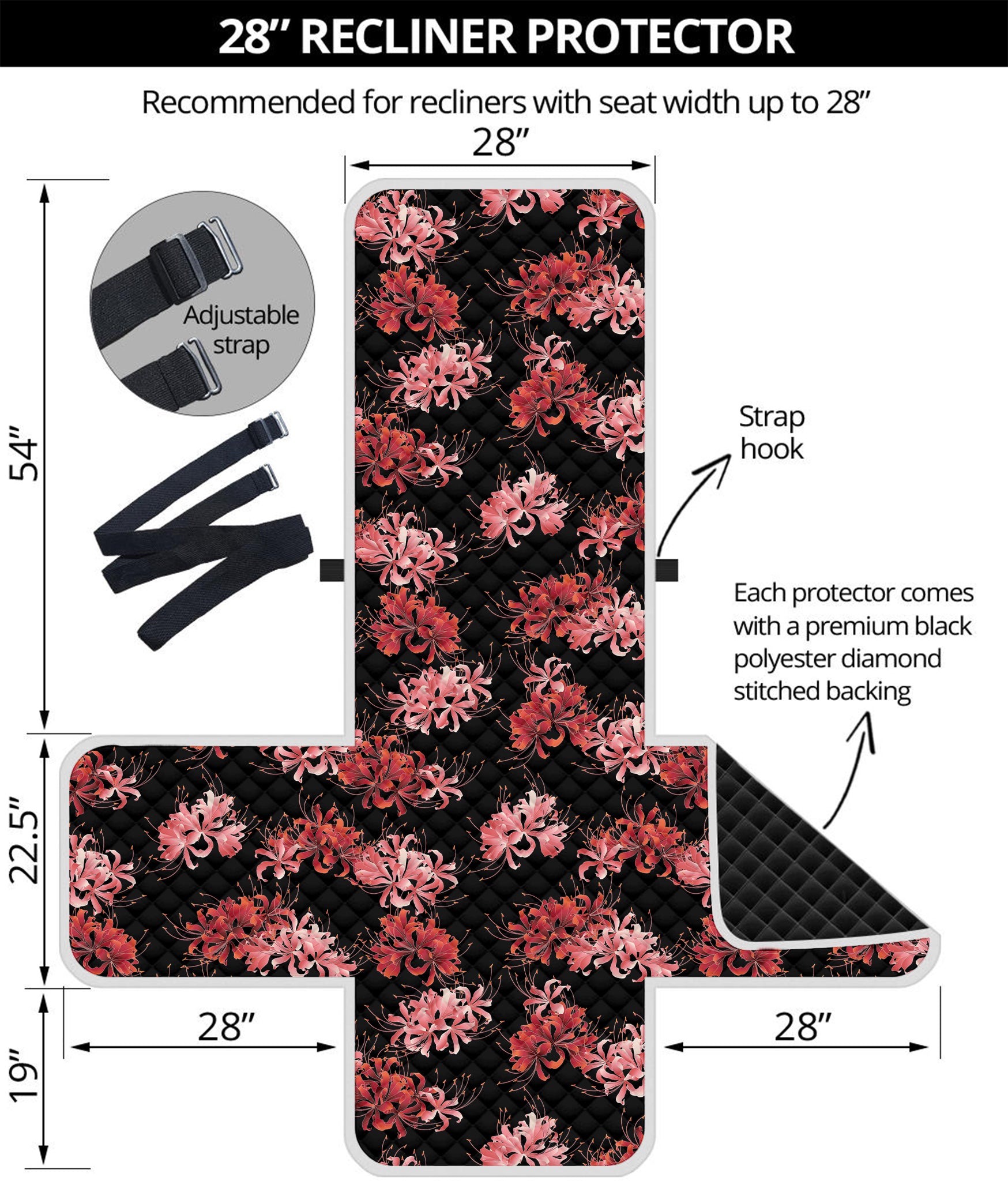 Japanese Cluster Amaryllis Pattern Print Recliner Protector