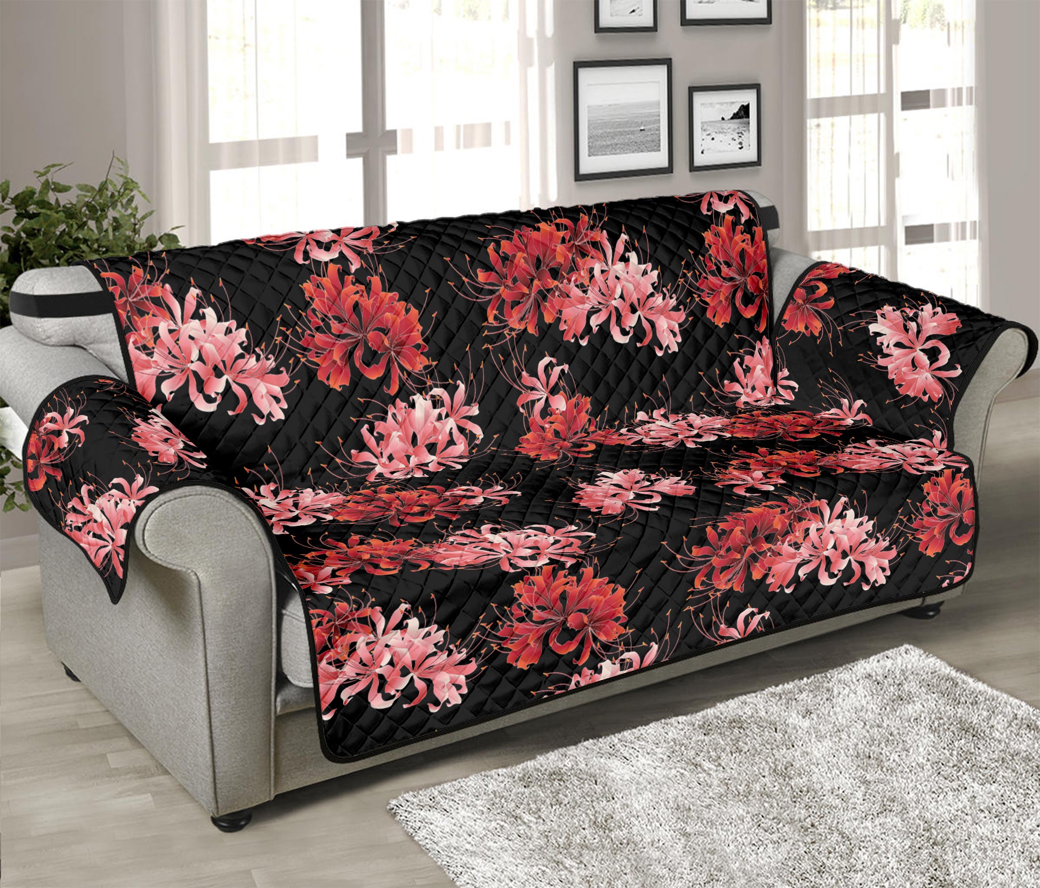 Japanese Cluster Amaryllis Pattern Print Sofa Protector