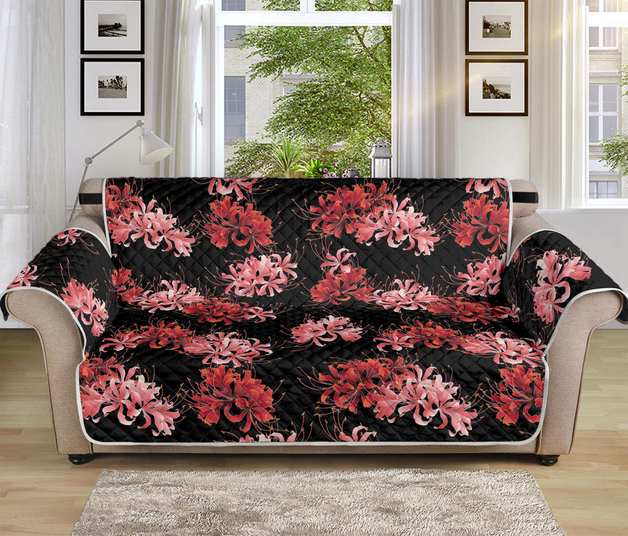 Japanese Cluster Amaryllis Pattern Print Sofa Protector