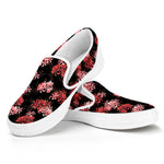 Japanese Cluster Amaryllis Pattern Print White Slip On Shoes