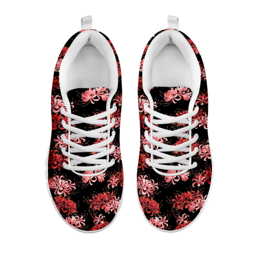 Japanese Cluster Amaryllis Pattern Print White Sneakers