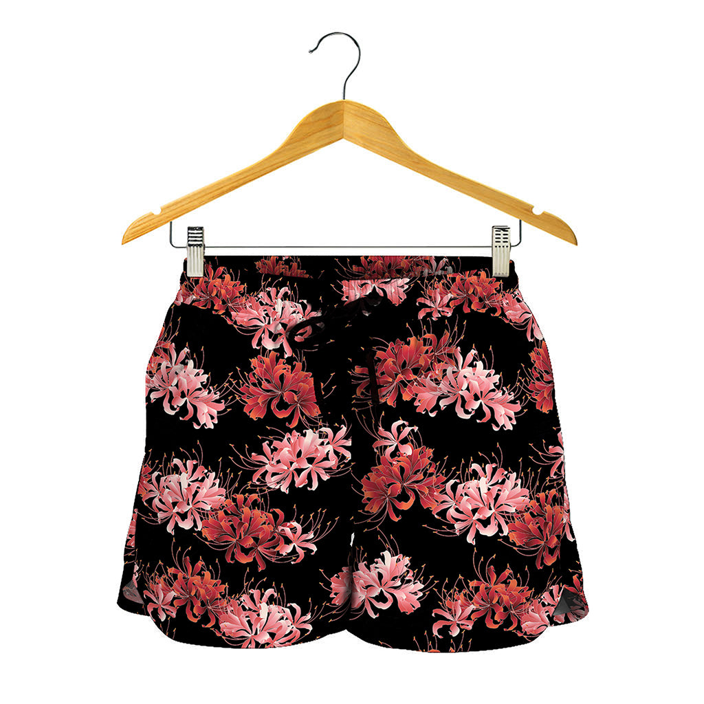 Japanese Cluster Amaryllis Pattern Print Women's Shorts
