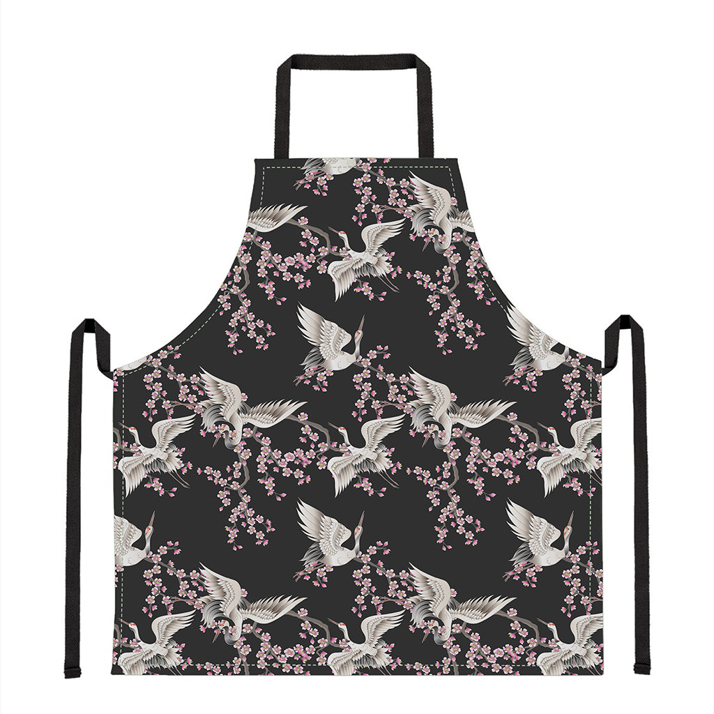 Japanese Crane Bird Pattern Print Apron