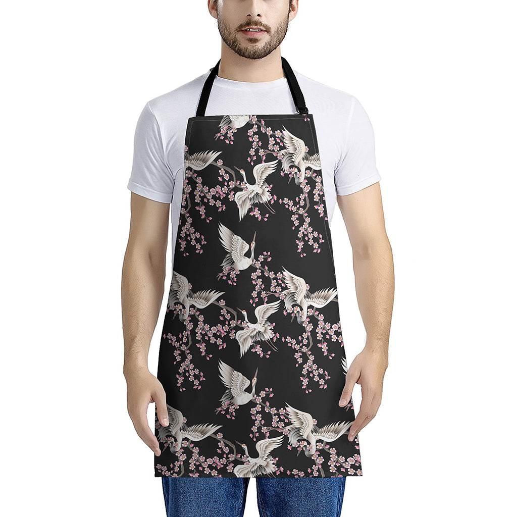 Japanese Crane Bird Pattern Print Apron