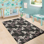 Japanese Crane Bird Pattern Print Area Rug