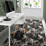 Japanese Crane Bird Pattern Print Area Rug