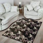 Japanese Crane Bird Pattern Print Area Rug