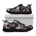 Japanese Crane Bird Pattern Print Black Running Shoes