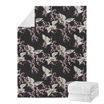 Japanese Crane Bird Pattern Print Blanket