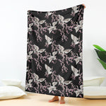 Japanese Crane Bird Pattern Print Blanket