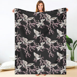 Japanese Crane Bird Pattern Print Blanket