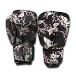 Japanese Crane Bird Pattern Print Boxing Gloves