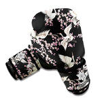 Japanese Crane Bird Pattern Print Boxing Gloves