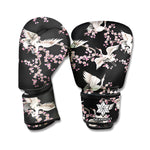 Japanese Crane Bird Pattern Print Boxing Gloves