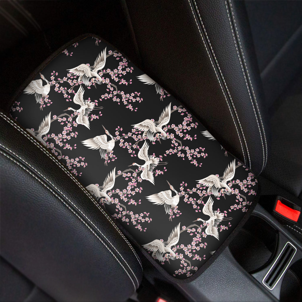 Japanese Crane Bird Pattern Print Car Center Console Cover