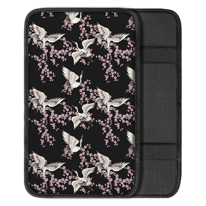 Japanese Crane Bird Pattern Print Car Center Console Cover