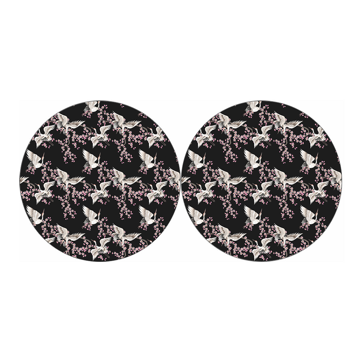 Japanese Crane Bird Pattern Print Car Coasters