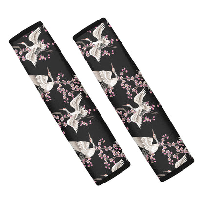 Japanese Crane Bird Pattern Print Car Seat Belt Covers