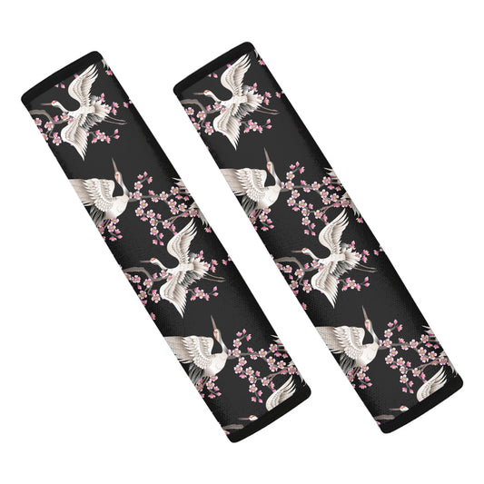 Japanese Crane Bird Pattern Print Car Seat Belt Covers