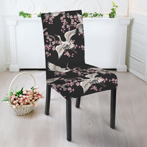 Japanese Crane Bird Pattern Print Dining Chair Slipcover