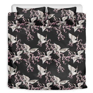 Japanese Crane Bird Pattern Print Duvet Cover Bedding Set