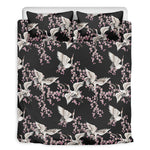 Japanese Crane Bird Pattern Print Duvet Cover Bedding Set