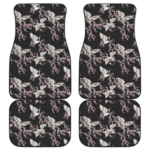 Japanese Crane Bird Pattern Print Front and Back Car Floor Mats