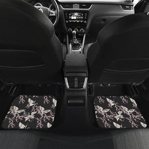 Japanese Crane Bird Pattern Print Front and Back Car Floor Mats