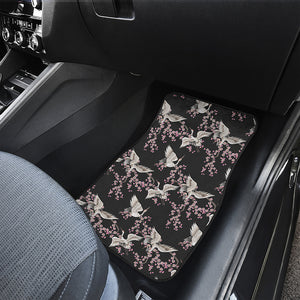 Japanese Crane Bird Pattern Print Front and Back Car Floor Mats