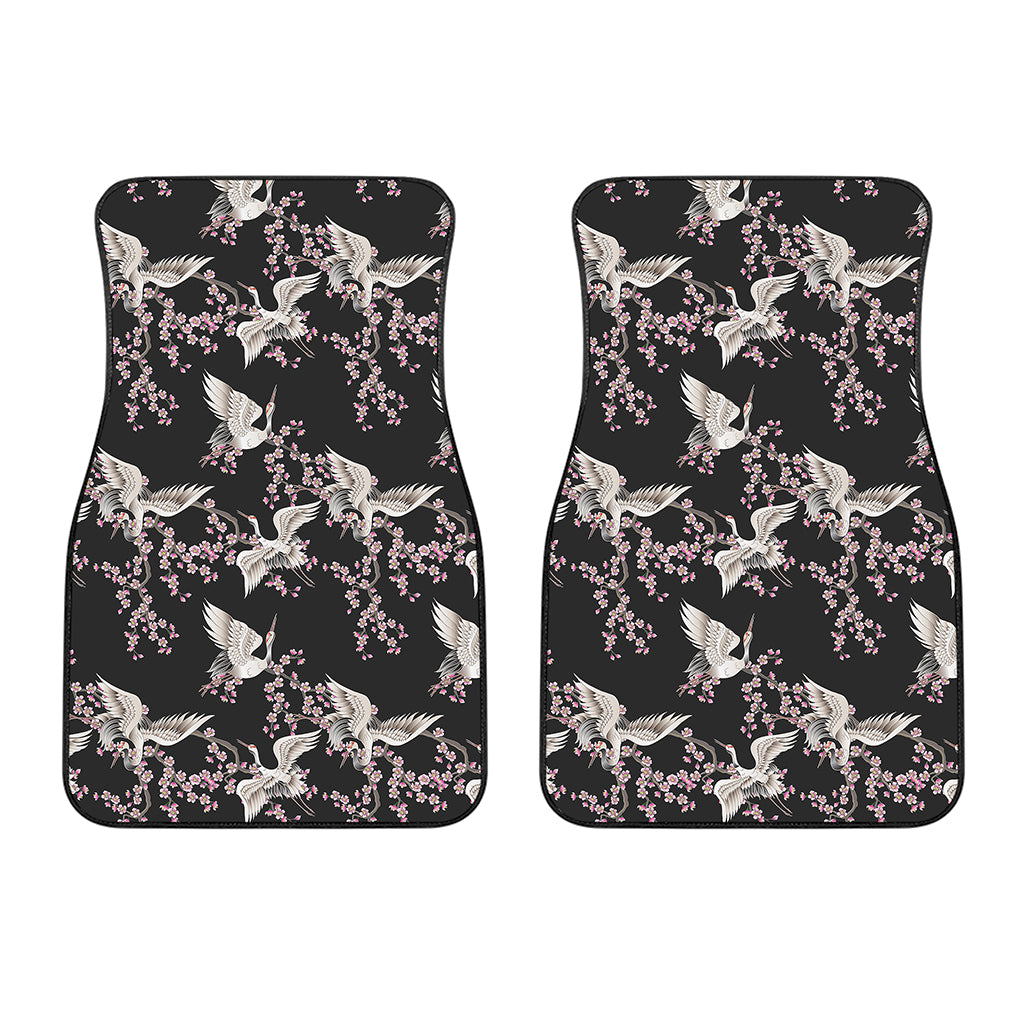 Japanese Crane Bird Pattern Print Front Car Floor Mats