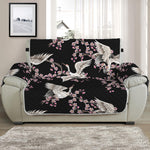 Japanese Crane Bird Pattern Print Half Sofa Protector