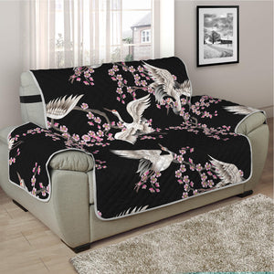 Japanese Crane Bird Pattern Print Half Sofa Protector