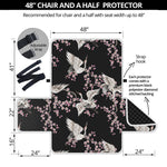 Japanese Crane Bird Pattern Print Half Sofa Protector