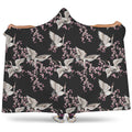 Japanese Crane Bird Pattern Print Hooded Blanket