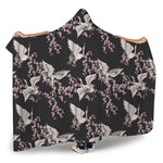 Japanese Crane Bird Pattern Print Hooded Blanket